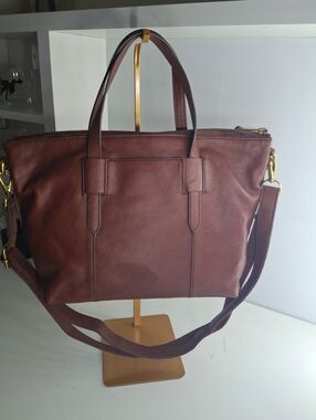 Fossil Skylar Brown Leather Tote Bag with Shoulder Strap EUC